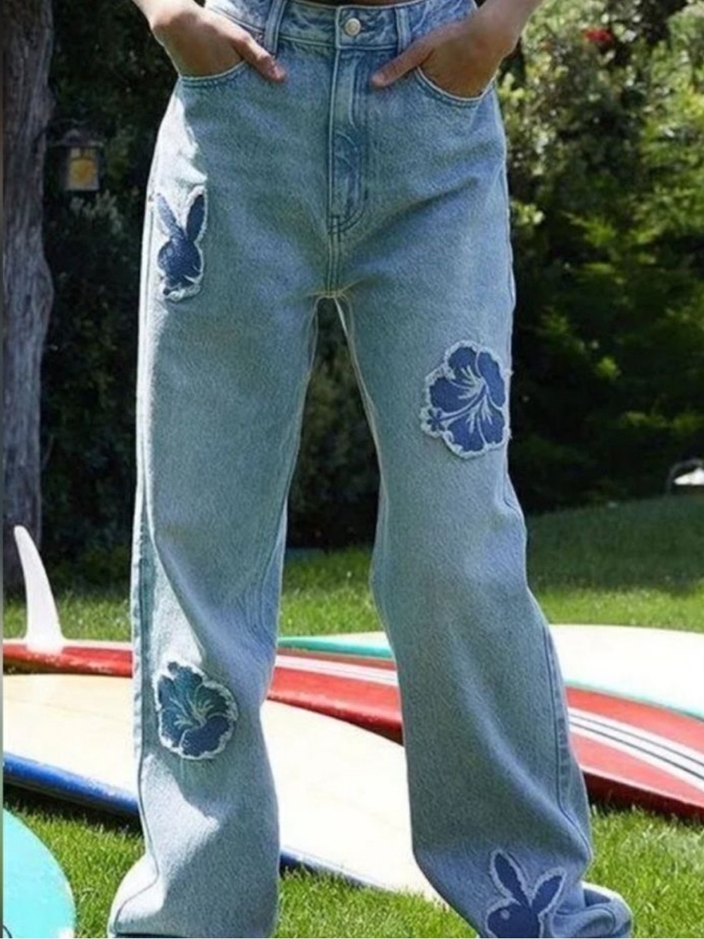 NEED FIXING/SCRAP FABRIC: PLAYBOY light blue wash denim jeans